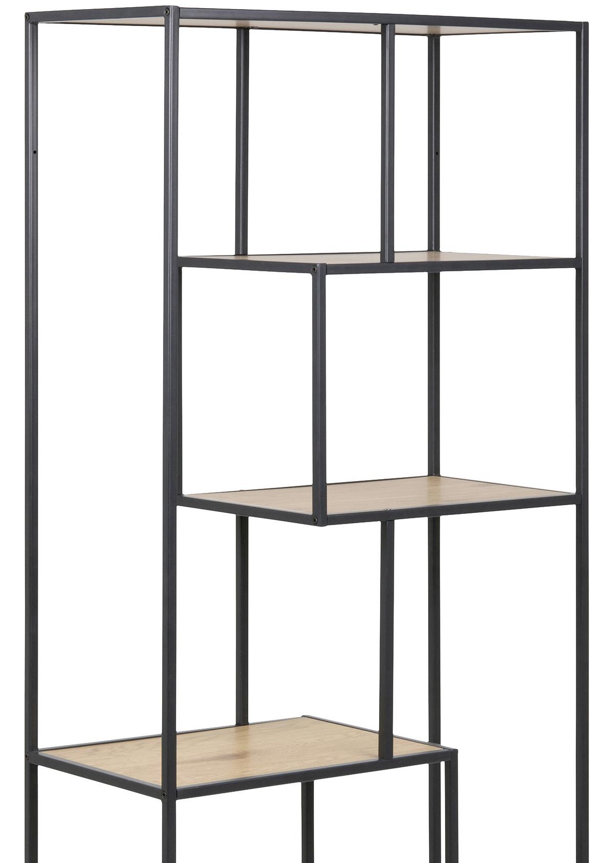 REGAŁ SEAFORD - kolor dębowy/czarny, Trend, materiał drewnopochodny/metal (77/185/35cm) - Xora