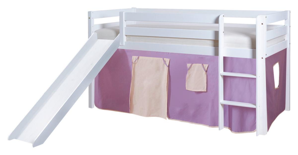 Igralna Postelja Manuel, 90x200, Lila, Tobogan - lila/bela, Natur, les (90/200cm) - MID.YOU