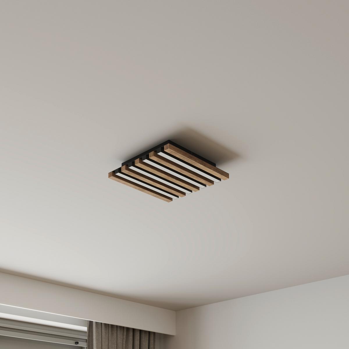 Led Stropna Svjetiljka Hayden - bijela/tamno smeđa, Natur, drvni materijal/metal (30/30/5cm)