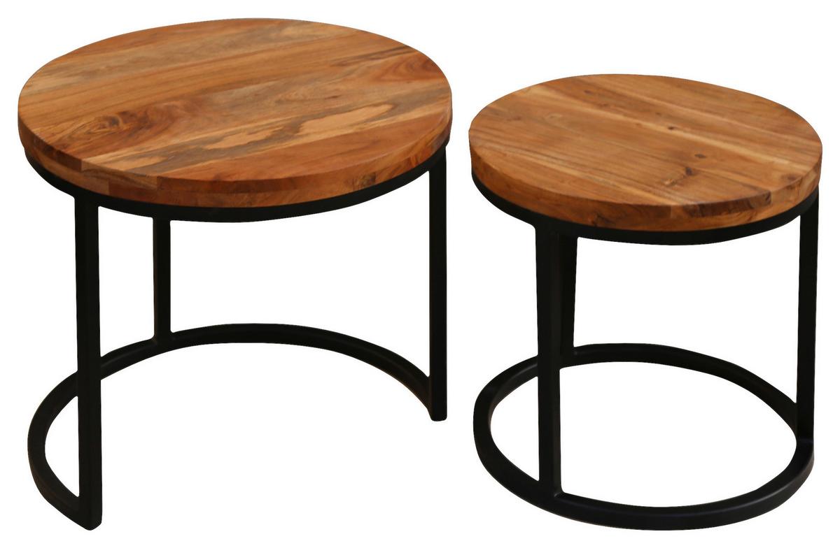 Satztisch Selma in Schwarz/Akazienfarben - Schwarz/Akaziefarben, MODERN, Holz/Metall - MID.YOU