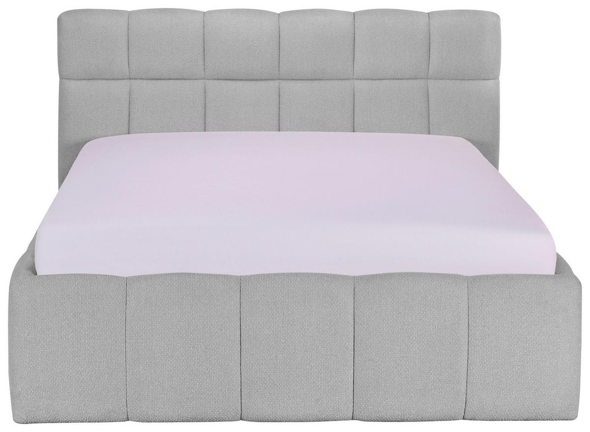 Polsterbett Ascona Hellgrau ca. 140x200cm - Hellgrau/Schwarz, KONVENTIONELL, Kunststoff/Textil (140/200cm) - Based
