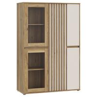 VITRINĂ ELISTON - culoare lemn stejar/nisipiu, Natur, plastic/sticlă (109,3/161,7/41,5cm) - Modern Living