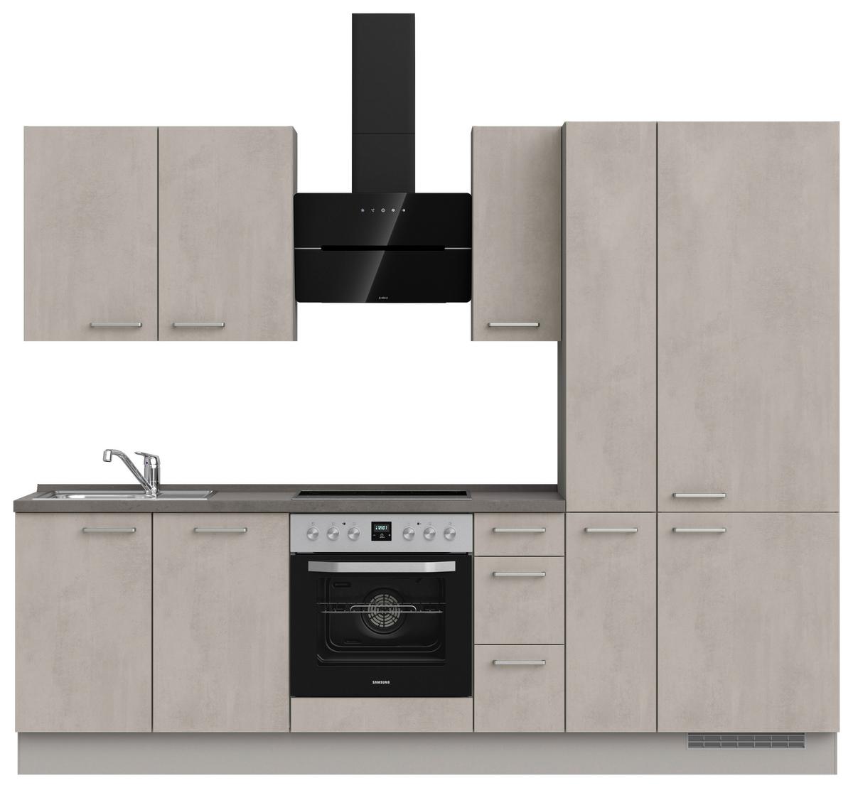 Küchenblock Riva High m. Geräten Grau - Schieferfarben/Edelstahlfarben, MODERN, Holzwerkstoff/Metall (270cm) - Nobilia