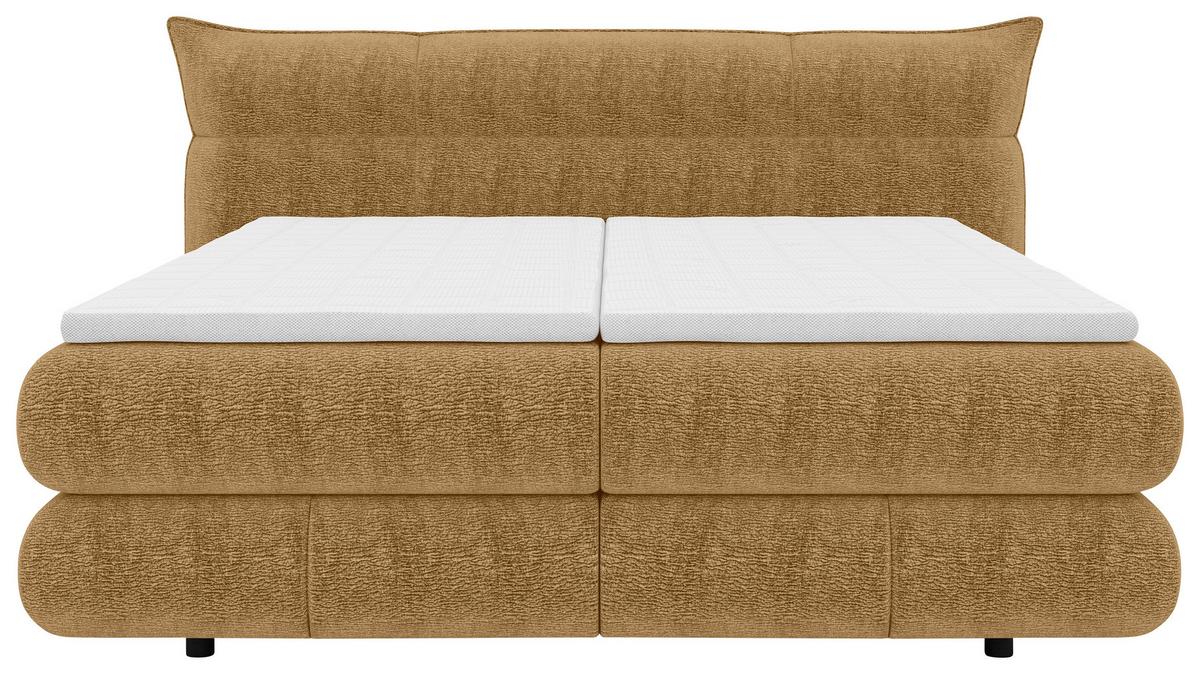 Boxspringbett Auris - Senfgelb/Schwarz, Konventionell, Kunststoff/Textil (140/200cm) - Sembella