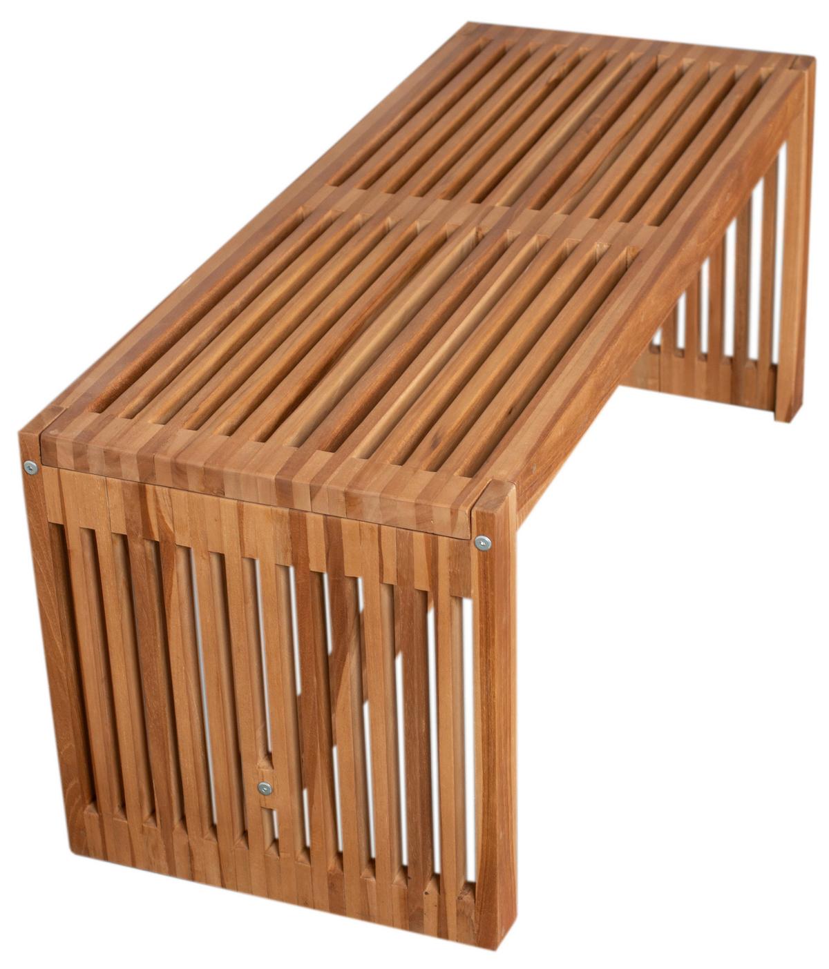 Gartenbank Woodie Lamellen Teak - Teakfarben, Design, Holz (100/45/35cm) - Gardenson