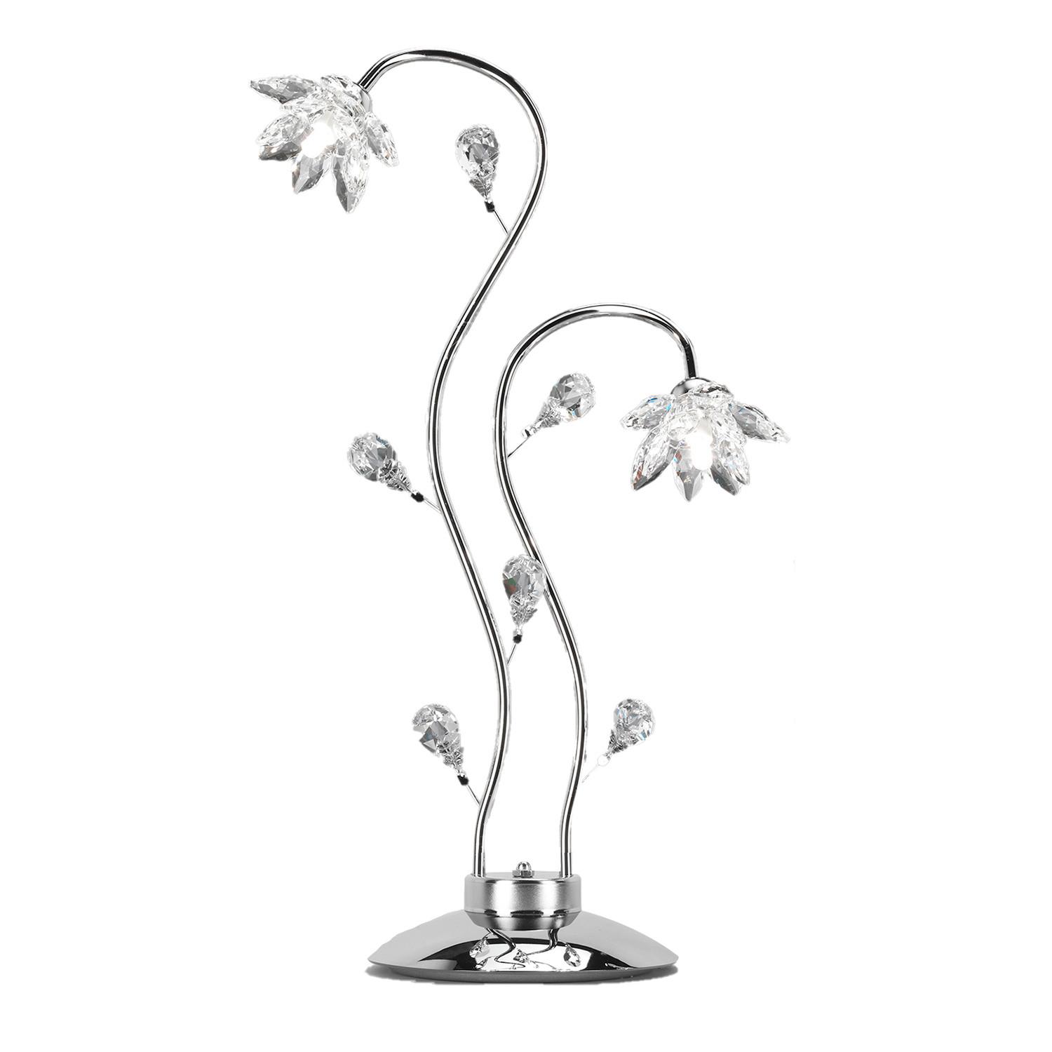 Kristall-Tischleuchte Ninfea Chromfarben max. 3 Watt - Chromfarben, KONVENTIONELL, Glas/Metall (40/80cm)