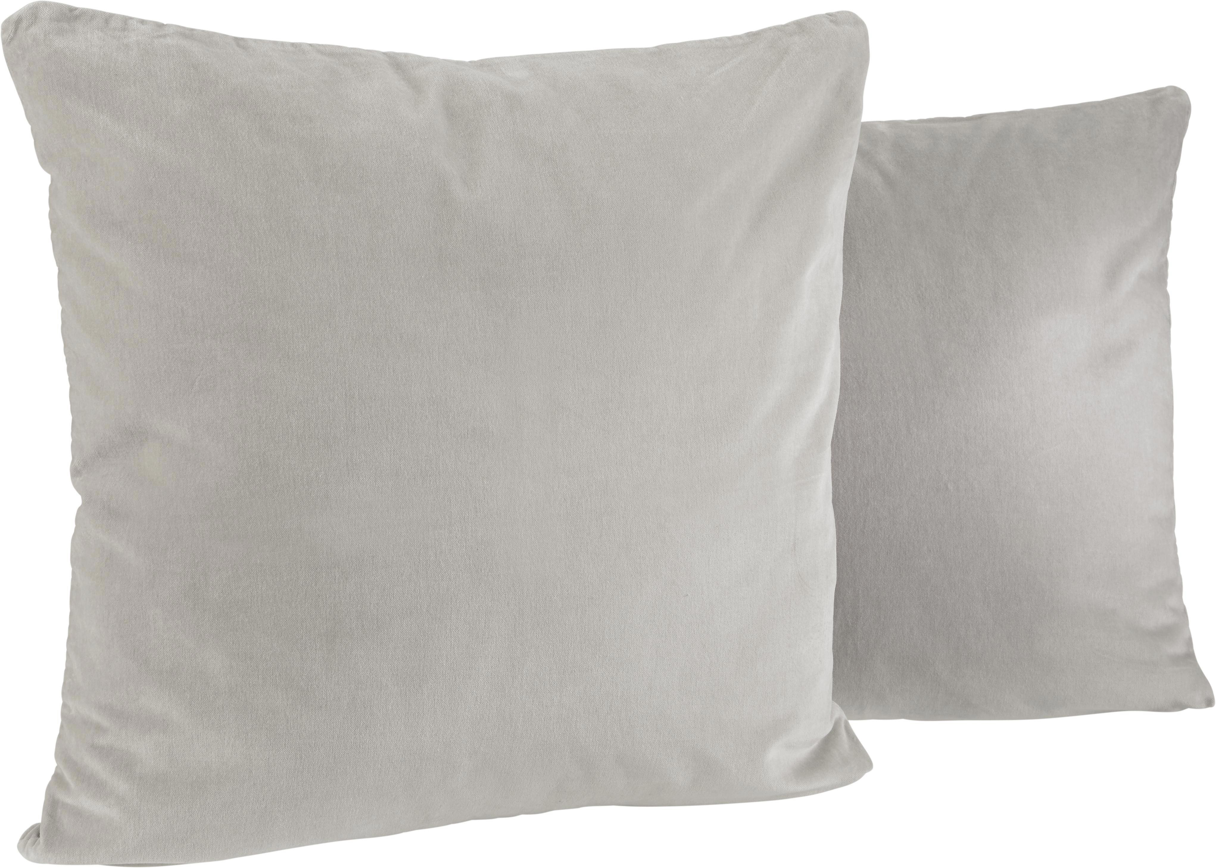 Kissen in Hellgrau 'Sonja'  ca. 50x50cm - Hellgrau, KONVENTIONELL, Textil (50/50cm) - Bessagi Home