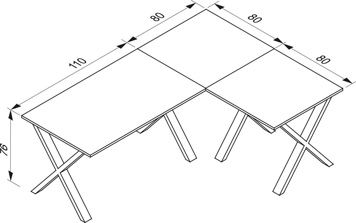 Kotna Pisalna Miza Lona, Bela, Črna - črna/bela, Moderno, kovina/leseni material (190/80/76cm) - MID.YOU