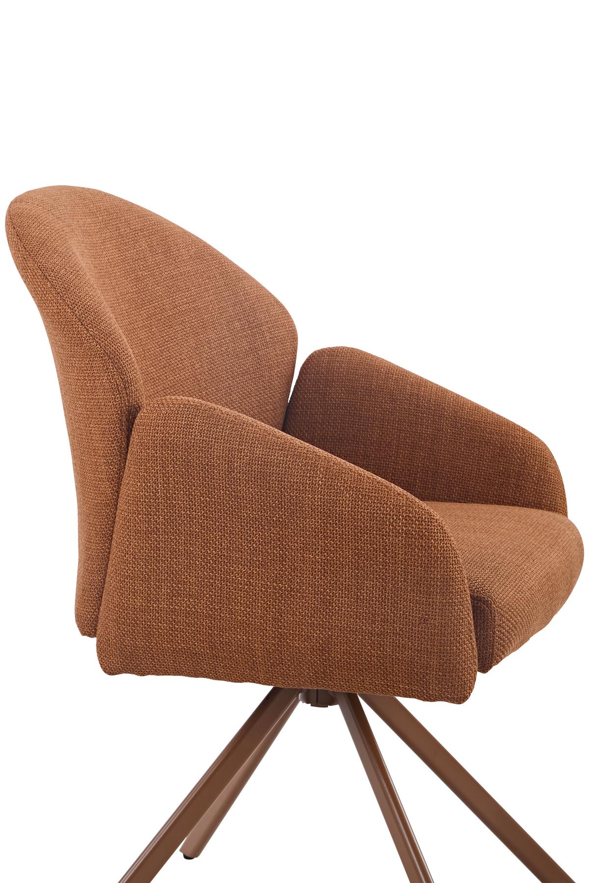 ARMLEHNSTUHL-SET HOLLY S 2ER-SET - Rotbraun, MODERN, Textil/Metall (56,5/84/61cm) - MID.YOU