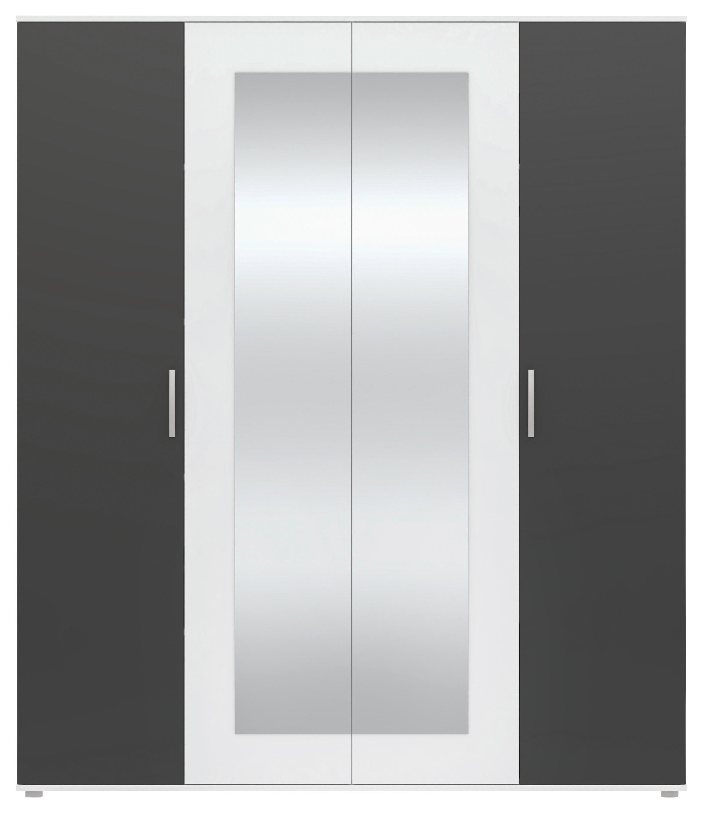 Drehtürenschrank Jan Anthrazit/Weiß - Chromfarben/Anthrazit, KONVENTIONELL, Glas/Holzwerkstoff (180/210/52cm) - Mömax