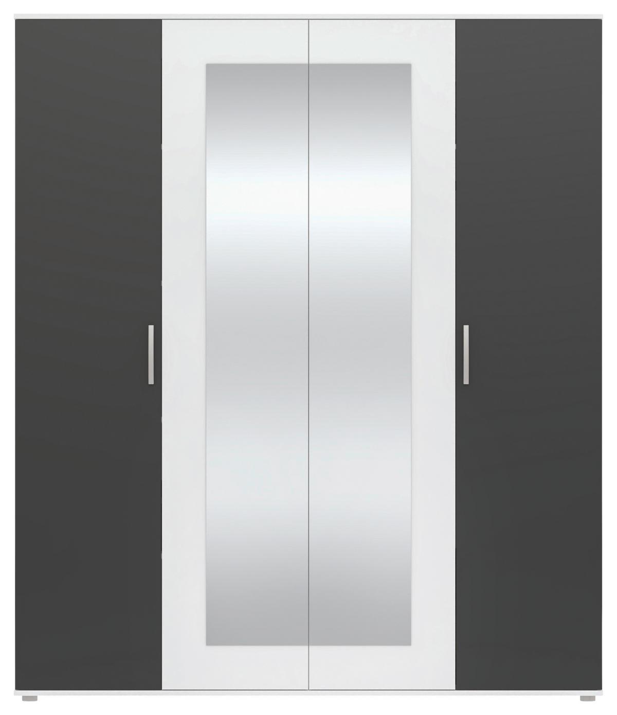 Drehtürenschrank Jan Anthrazit/Weiß - Chromfarben/Anthrazit, KONVENTIONELL, Glas/Holzwerkstoff (180/210/52cm) - Mömax