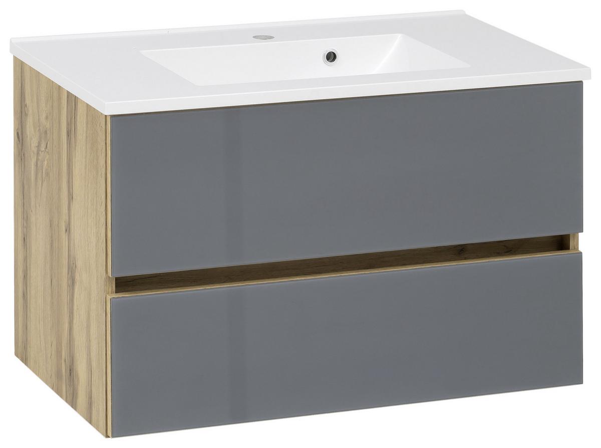 BADEZIMMER HELSINKI - Eichefarben/Weiß, KONVENTIONELL, Glas/Holzwerkstoff (120cm) - Held