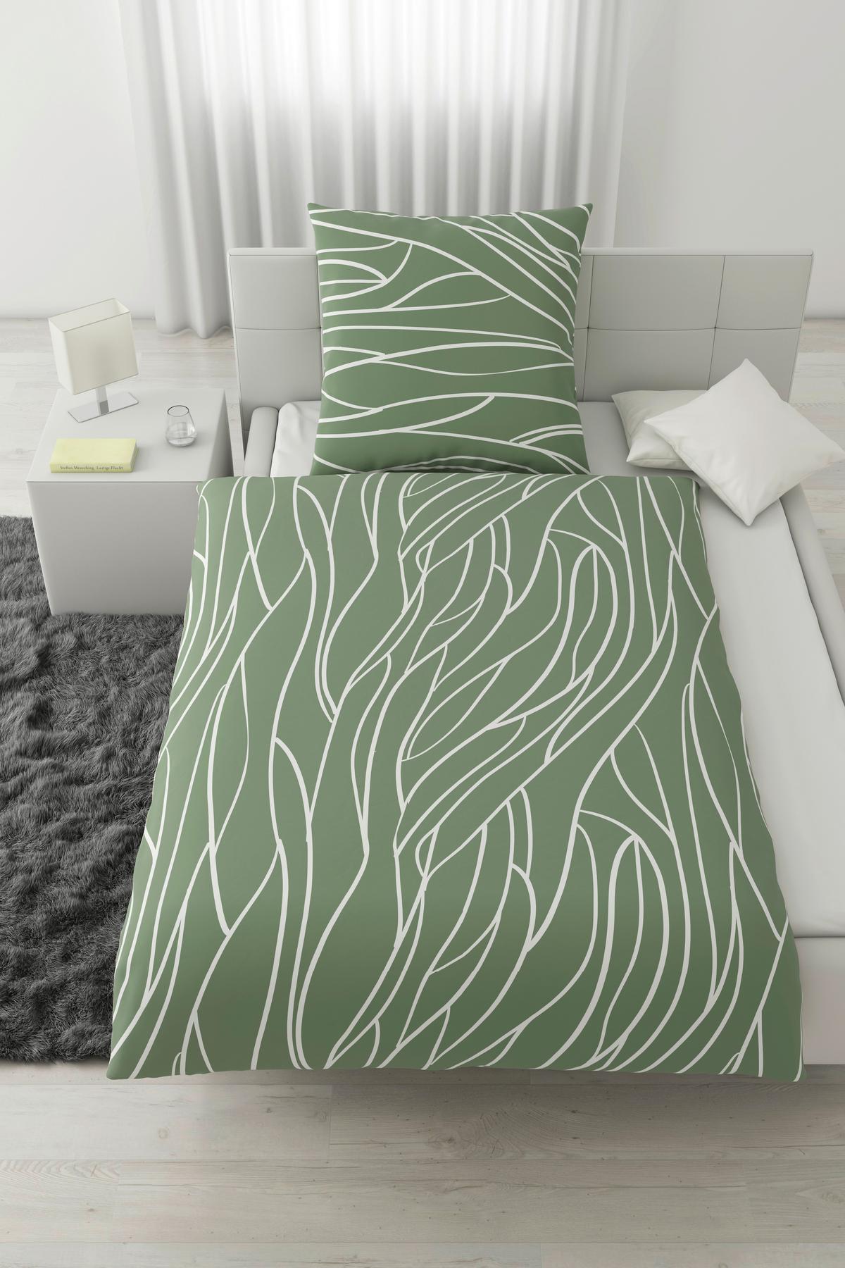 Bettwäsche Juliane XL Grün ca. 155x220cm - Grün, KONVENTIONELL, Textil (155/220cm) - Mömax