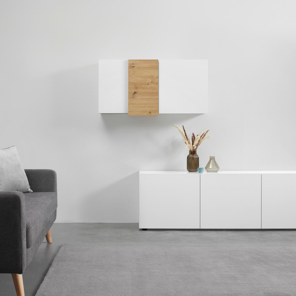 Hängeelement Positano in Eichefarben/Weiß - Weiß Hochglanz/Eiche Artisan, MODERN, Holzwerkstoff (110/57/32cm) - Mömax