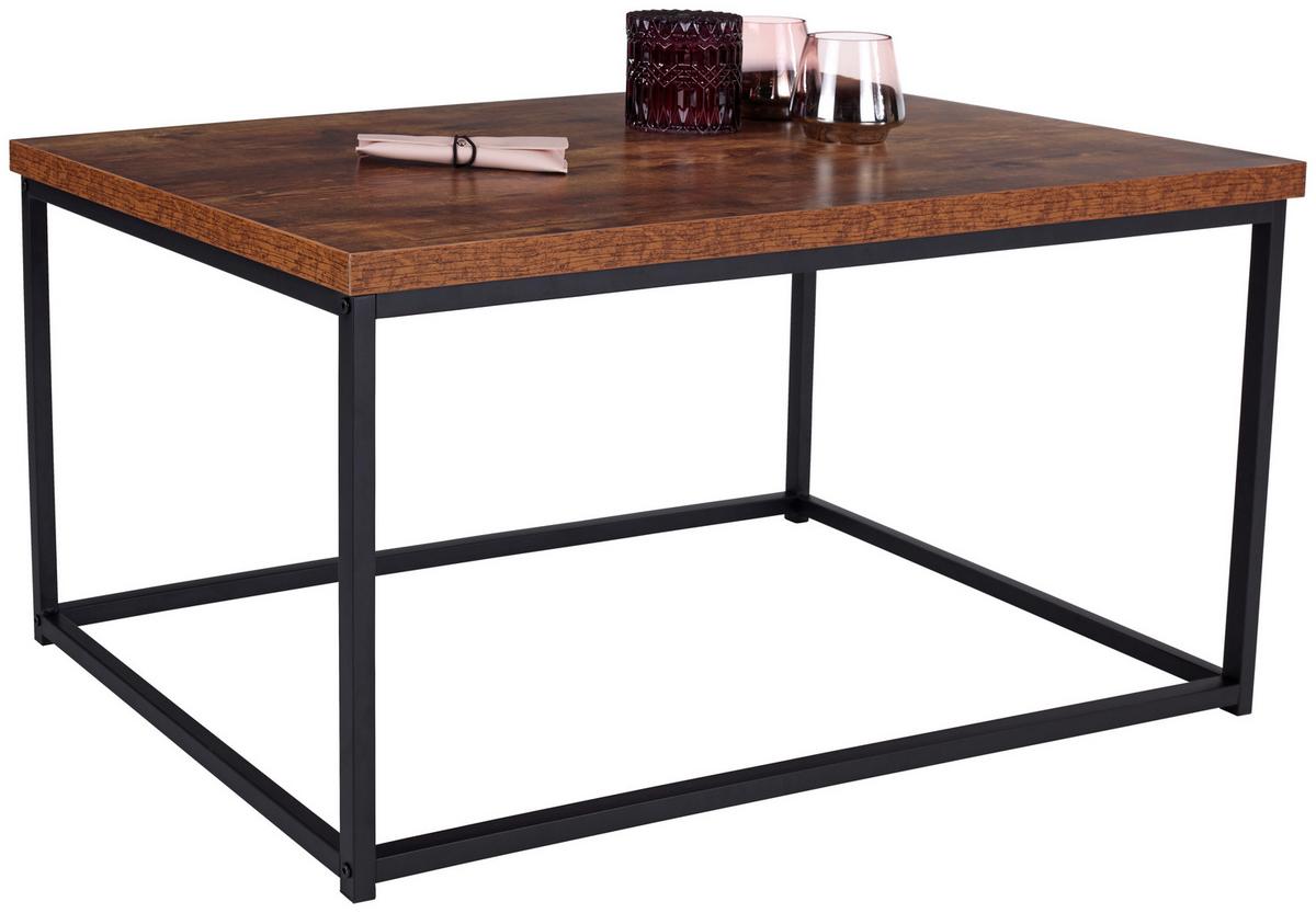 Klubska Miza Jungle, Naraven Videz, Črna - črna/naravne barve, Moderno, kovina/leseni material (100/48/60cm)