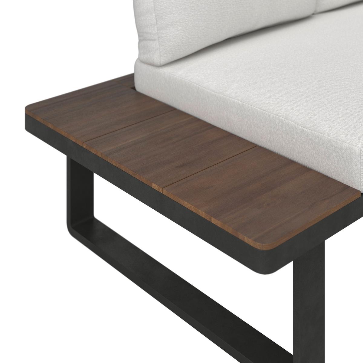 Dining-Loungeset Gianna Holz Outdoorstoff/Metall +Abdeckung - Creme/Schwarz, MODERN, Holz/Textil (221/71/76cm) - Bessagi Garden