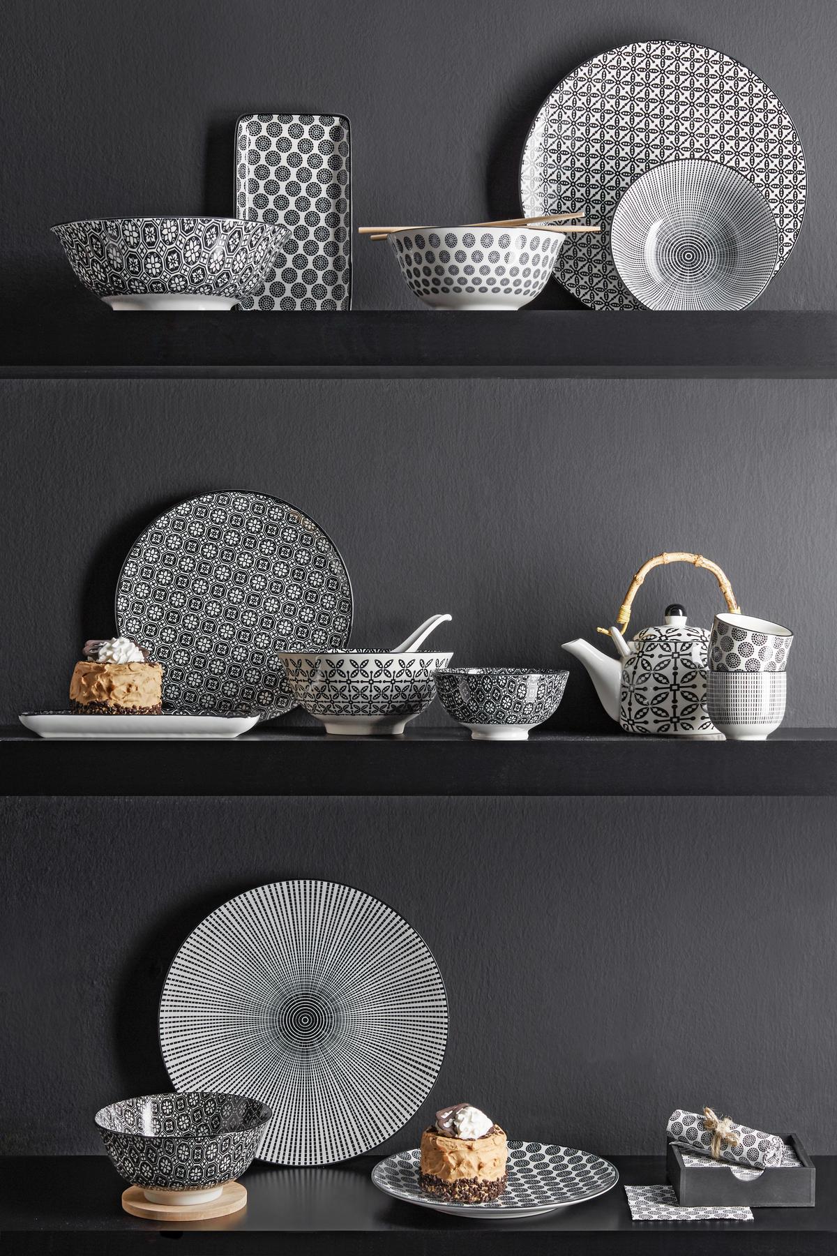 Speiseteller Shiva diverse Designs - Schwarz/Weiß, LIFESTYLE, Keramik (26/2,5cm) - Modern Living