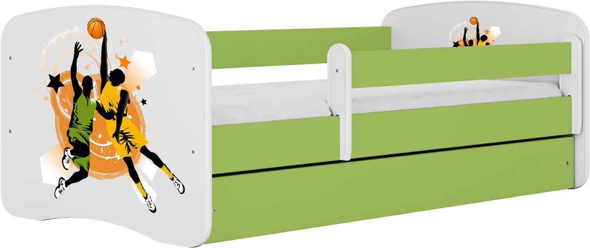 Otroška Postelja Babydreams, Bela, Zelena, 80x160cm - zelena/bela, Moderno, tekstil/leseni material (80/160cm) - MID.YOU