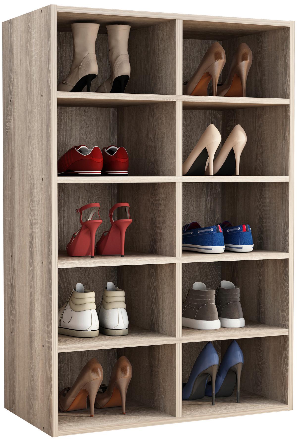 SCHUHREGAL HINSOL - Sonoma Eiche, Design, Holzwerkstoff (55/84/30cm) - MID.YOU