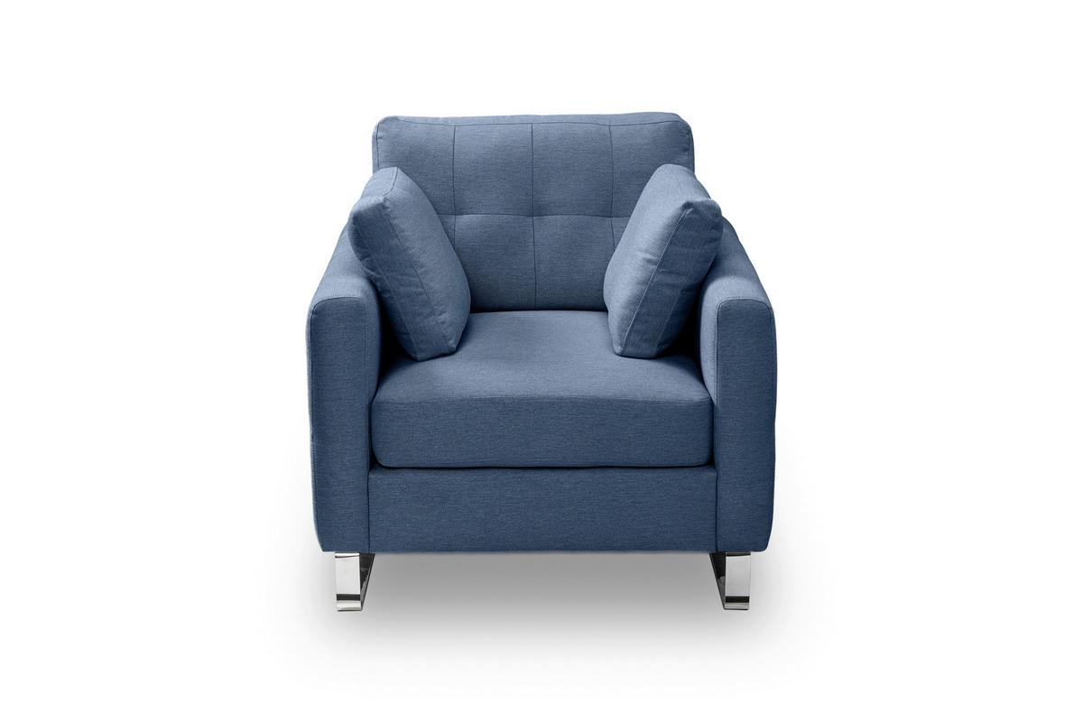 1,5-Sitzer-Sofa Hera Dunkelblau - Chromfarben/Dunkelblau, Basics, Holz/Textil (93/92/94cm) - MID.YOU