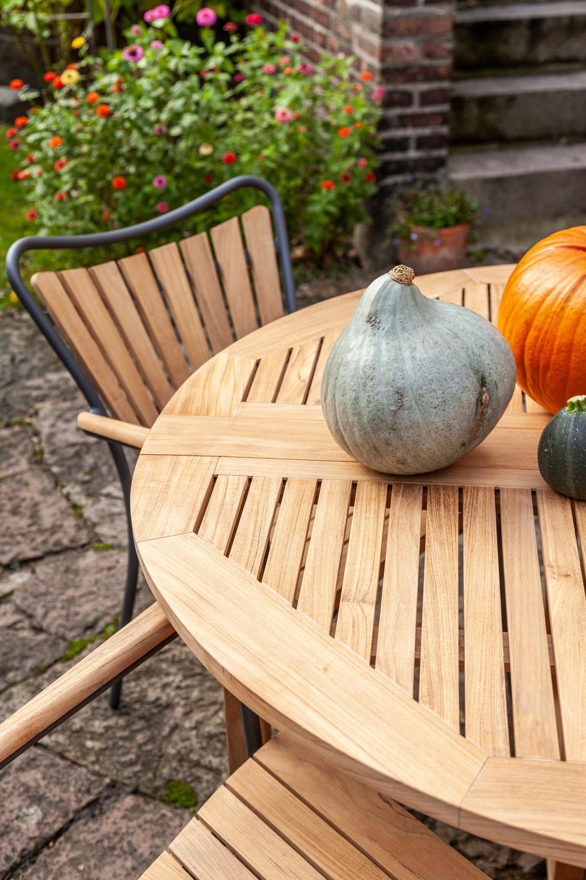 Gartenstuhl Ellen Anthrazit/Teak stapelbar - Anthrazit/Teakfarben, KONVENTIONELL, Holz/Metall (58,5/78/56,5cm) - Gardenson