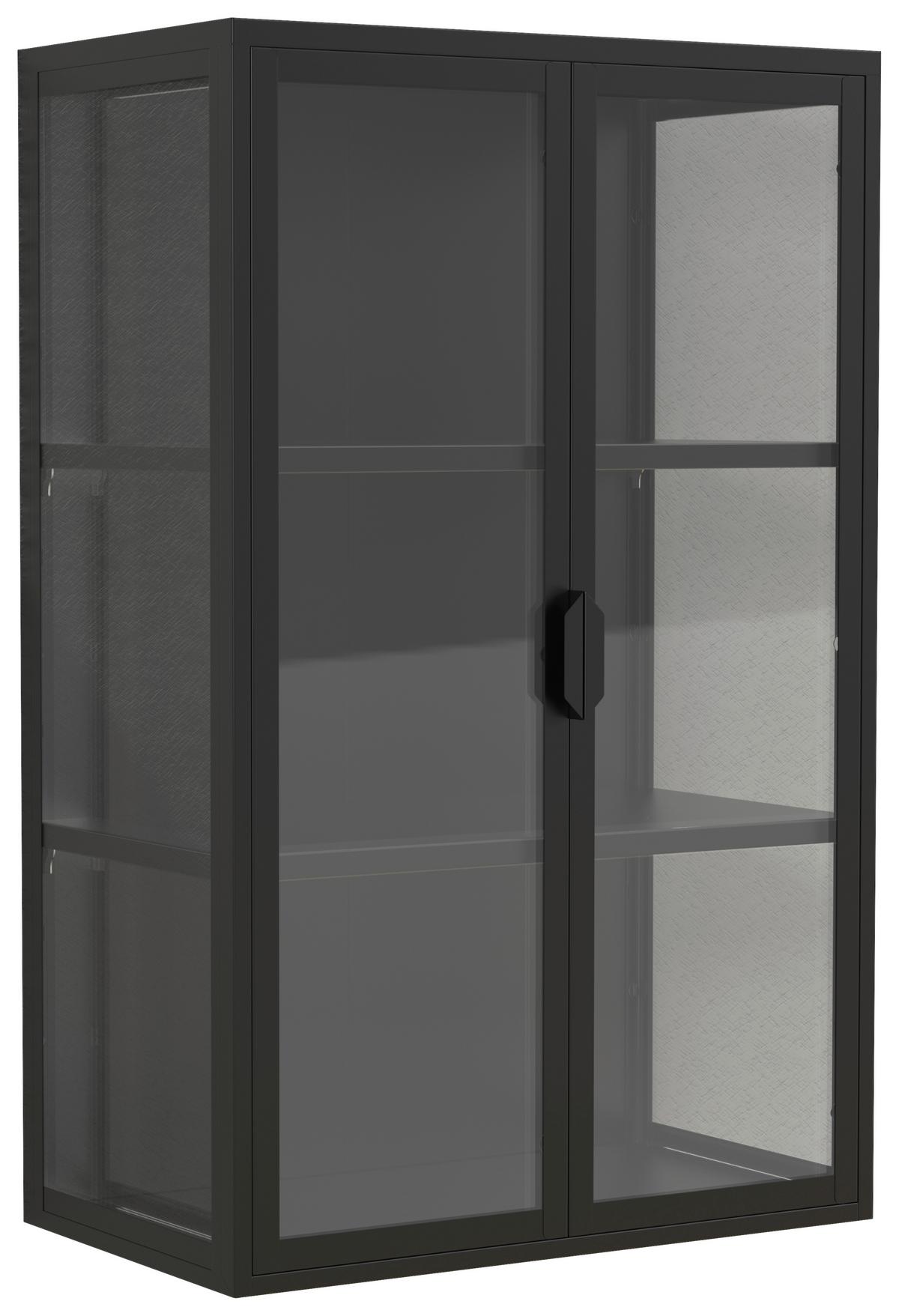 HÄNGEVITRINE FLOKAS L - Transparent/Schwarz, Design, Glas/Metall (60/95/35cm) - MID.YOU