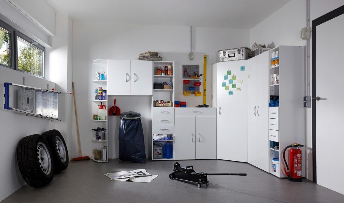 Kotna Omara Mrk, Bela - bela/barve aluminija, Konvencionalno, umetna masa/leseni material (80/185/80cm) - Mömax