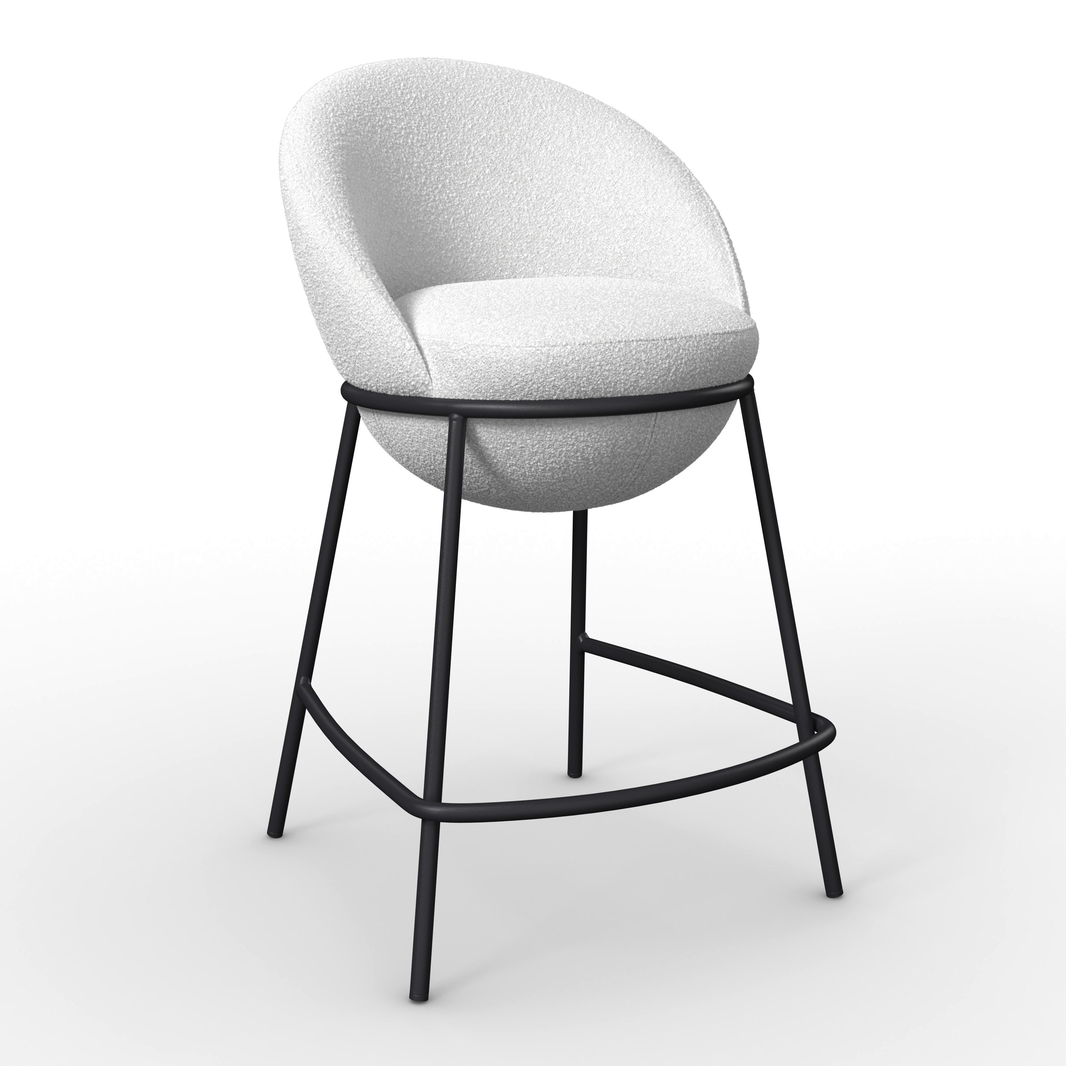 Barhocker Zoa Creme Struktur Gepolstert - Creme/Schwarz, MODERN, Holz/Textil (50/110/58cm) - Bessagi Home