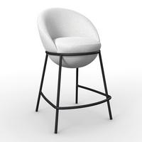 Barhocker Zoa Creme Struktur Gepolstert - Creme/Schwarz, MODERN, Holz/Textil (50/110/58cm) - Bessagi Home