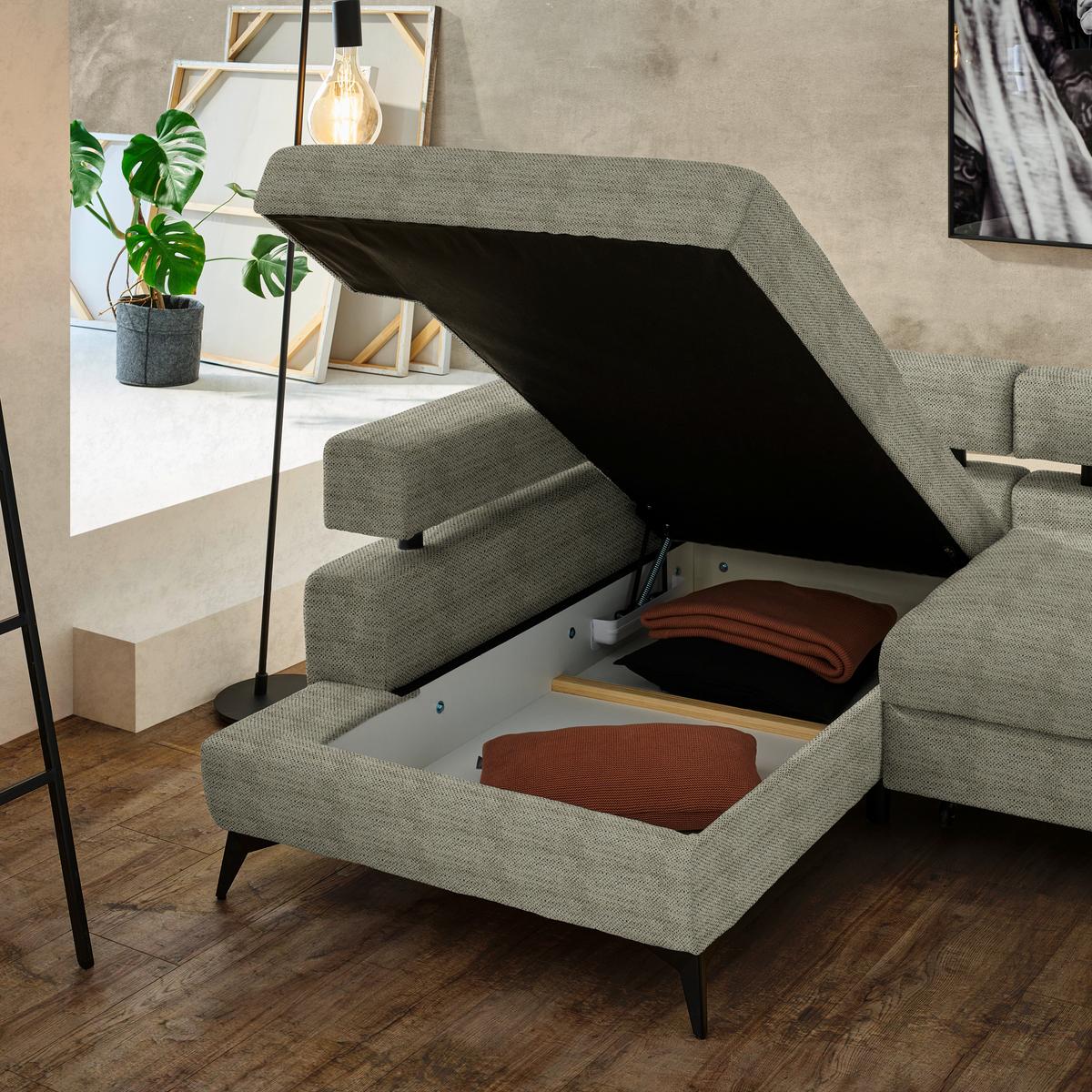 Kutna Garnitura Rosalie - maslinasto zelena/crna, Konvencionalno, tekstil/metal (184/265cm) - Modern Living
