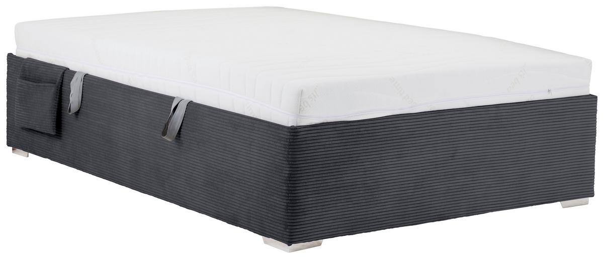 Bett Remi Graphitfarben ca. 120x200cm - Chromfarben/Graphitfarben, KONVENTIONELL, Holz/Kunststoff (120/200cm) - Mömax