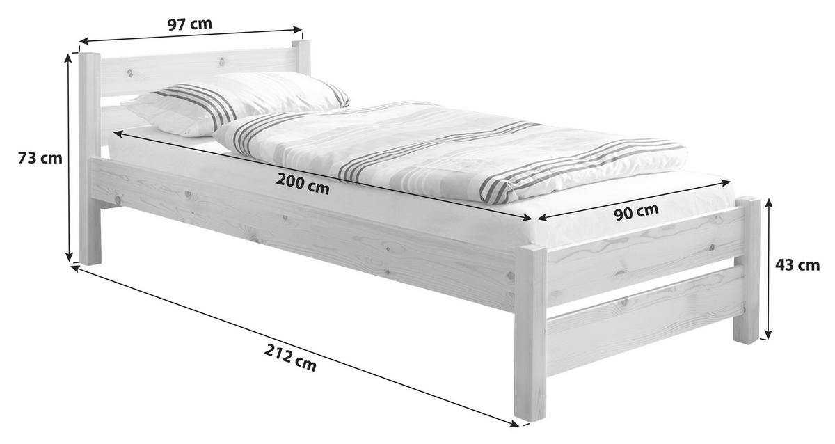 Bett "Bora", aus Kiefer, kieferfarben - Kieferfarben, Natur, Holz (90/200cm) - MID.YOU