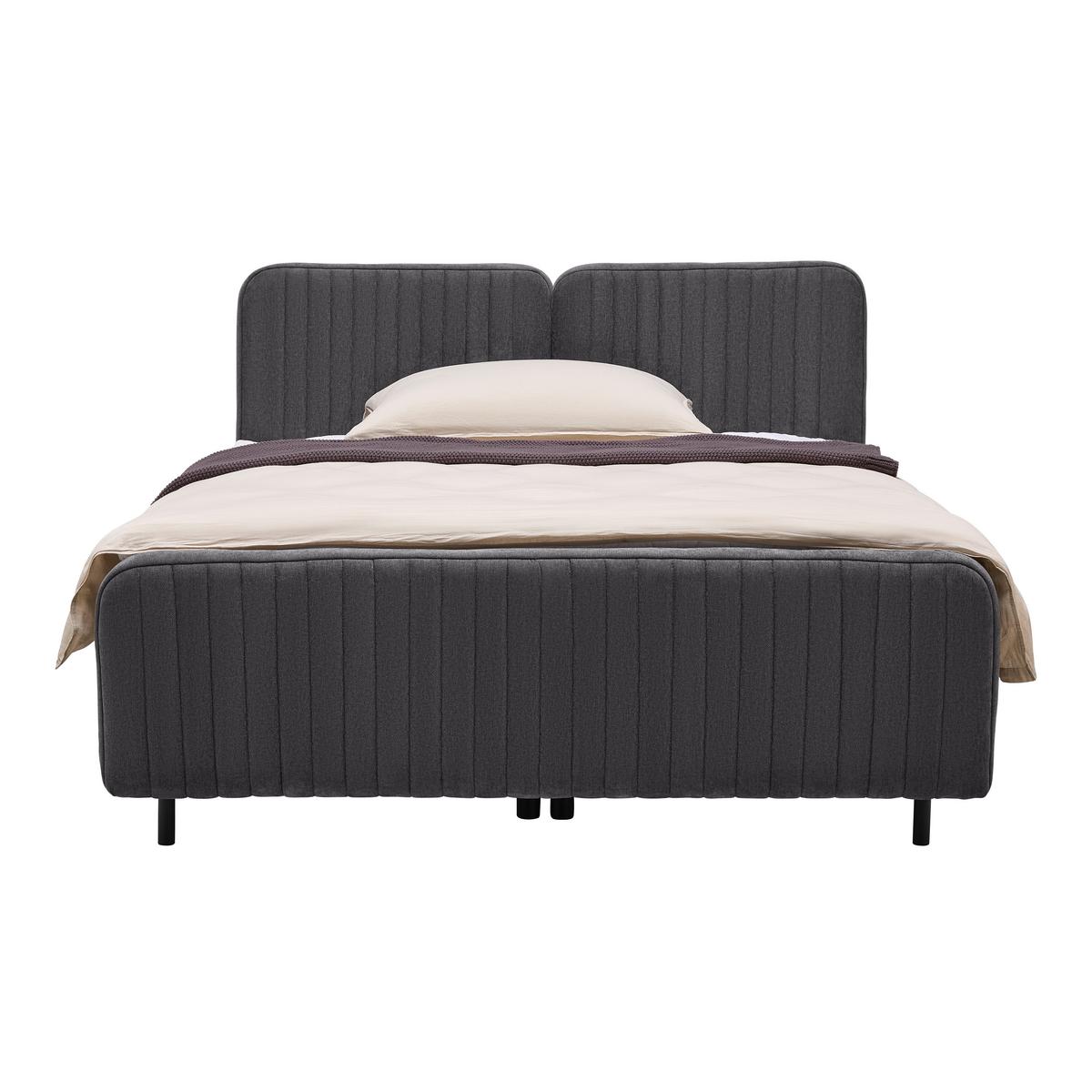 Boxbett Livetto Anthrazit ca. 140x200cm - Anthrazit/Schwarz, KONVENTIONELL, Holzwerkstoff/Textil (140/200cm) - Mömax