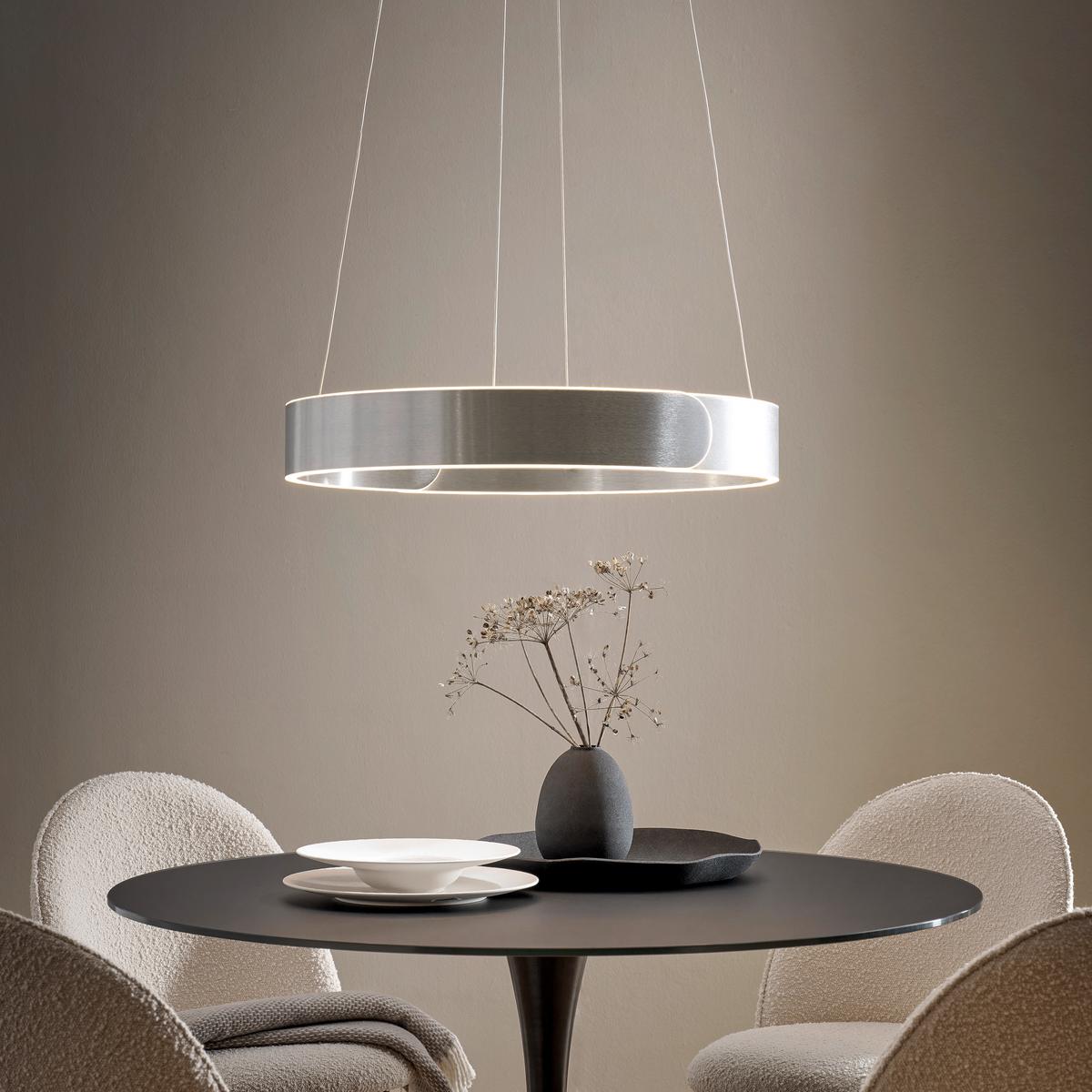 LAMPA WISZĄCA LED OTIS *DK* - kolor aluminiowy, Design, metal (63/64/150cm) - Dieter Knoll