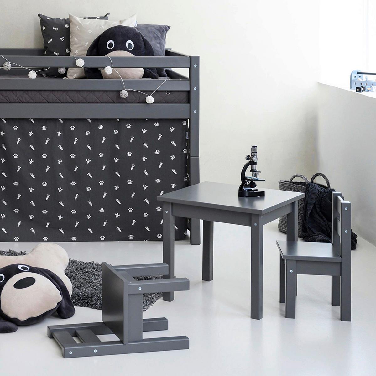Kindersitzgruppe MADS Dunkelgrau Kiefer teilmassiv - Dunkelgrau, MODERN, Holz - MID.YOU