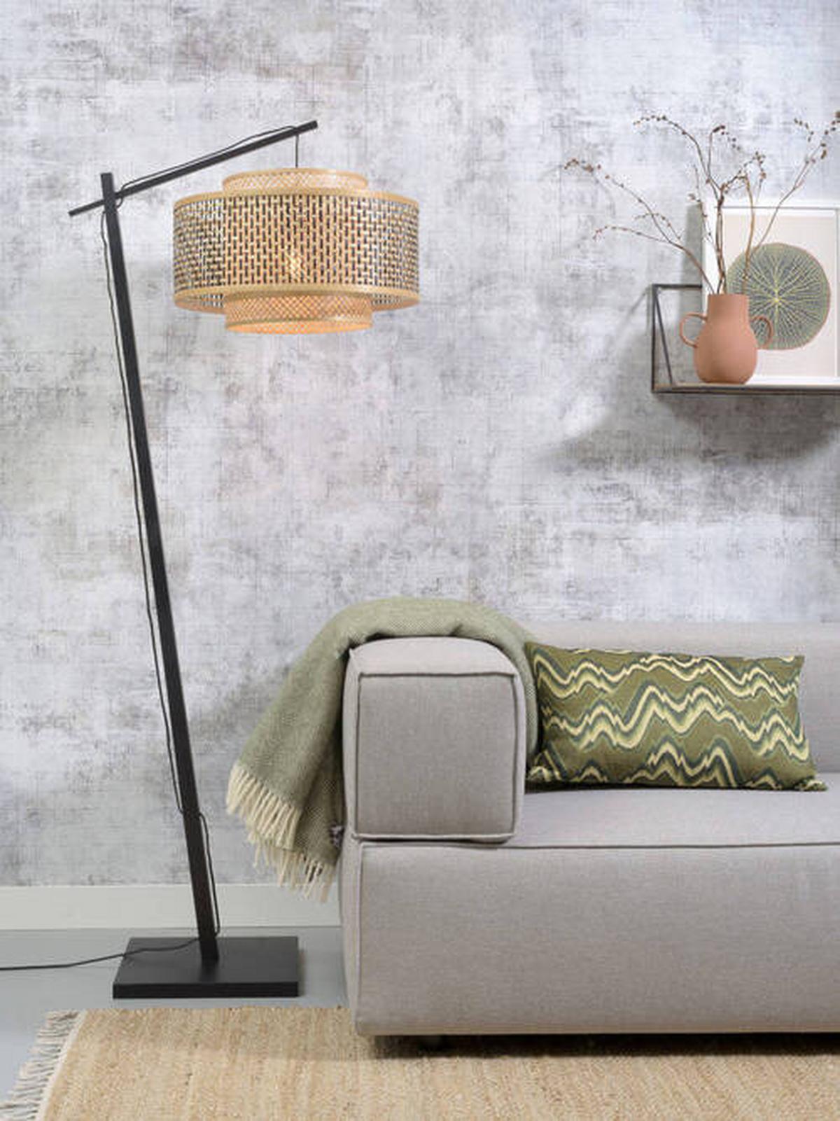 Stoječa Svetilka Bhutan, Črna, Bambus - črna/naravne barve, Trend, les (176/30/75cm) - Good & Mojo