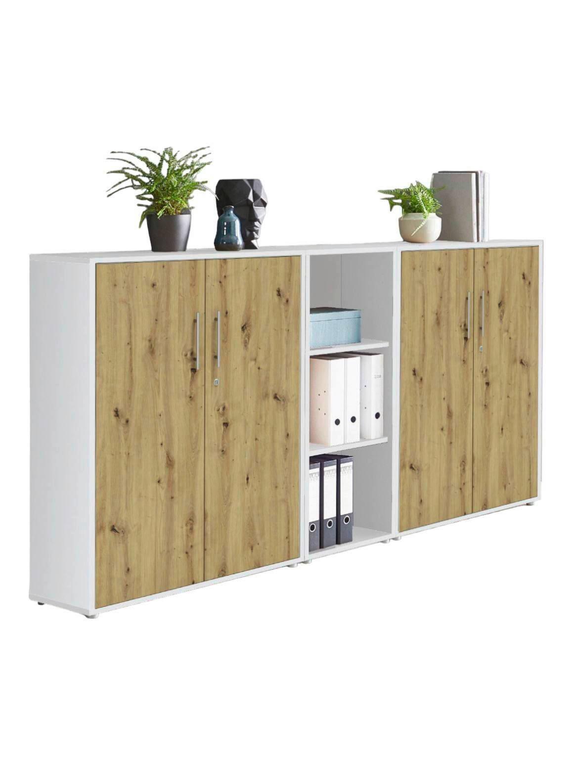 AKTENSCHRANK OFFICE EDITION - SW SET 8 - Eiche Artisan/Weiß, MODERN, Holzwerkstoff (212,9/113,6/33cm) - MID.YOU