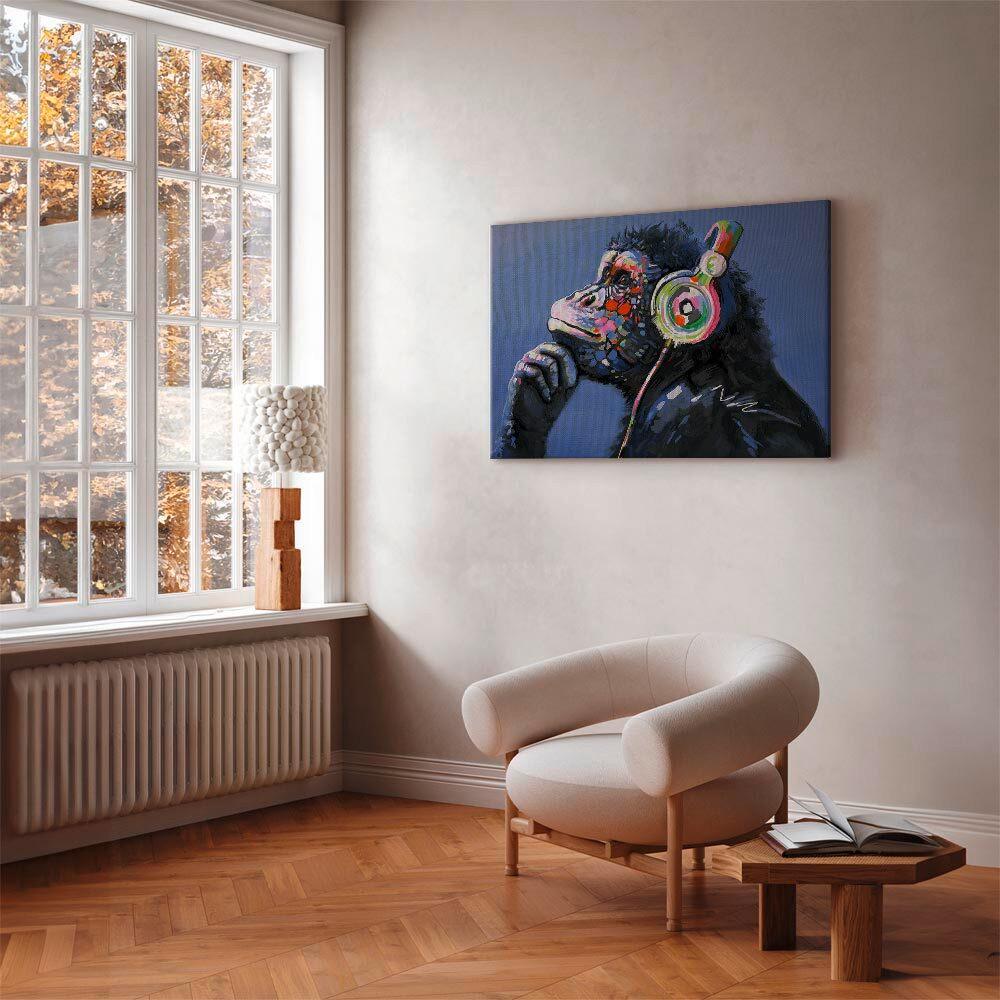 Slika Na Platnu Musical Monkey - lila/črna, Basics, tekstil/les (90/60/1.2cm) - artgeist