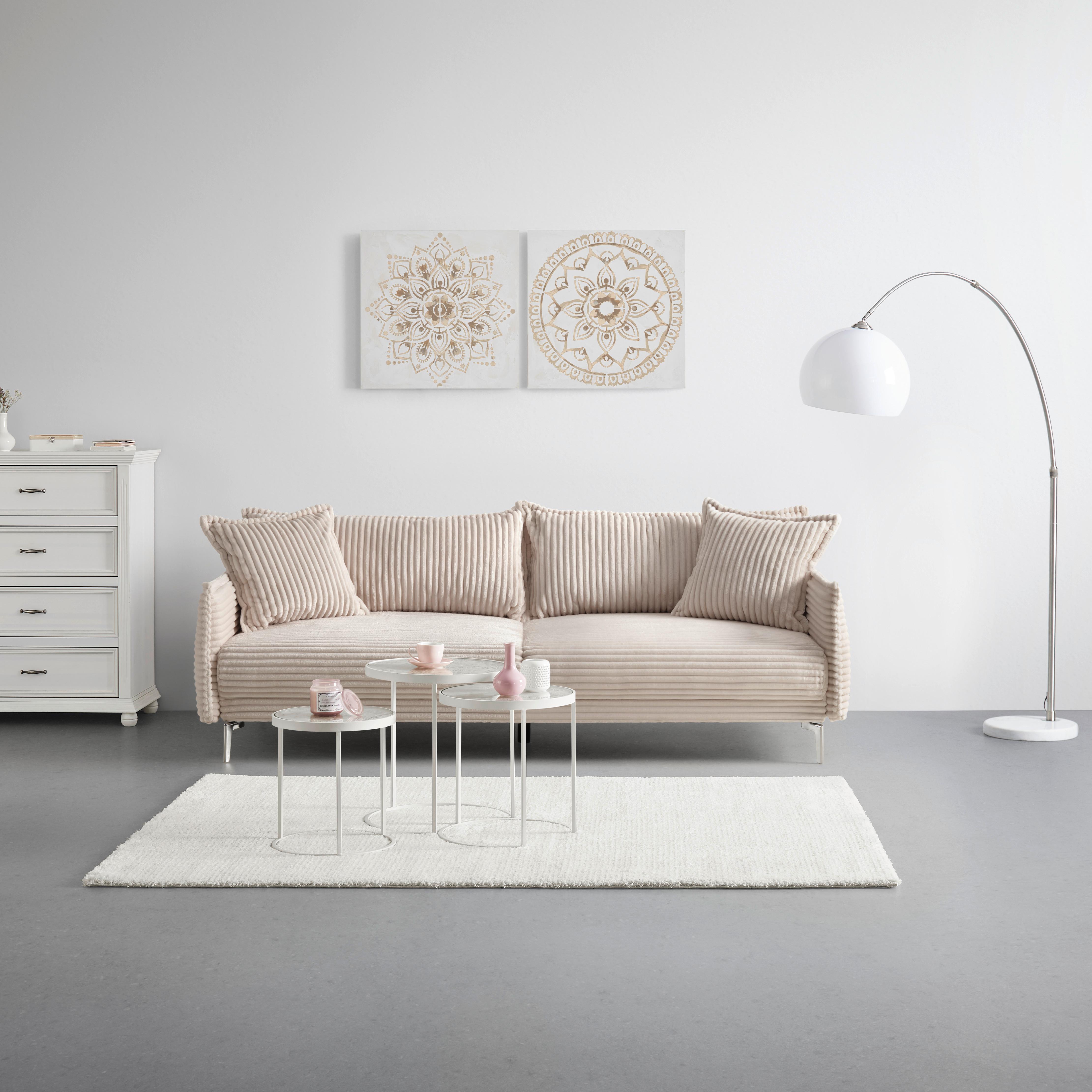 Bigsofa Kiss in Weiss - Chromfarben/Weiss, Modern, Holzwerkstoff/Textil (241/90/117cm) - Mömax
