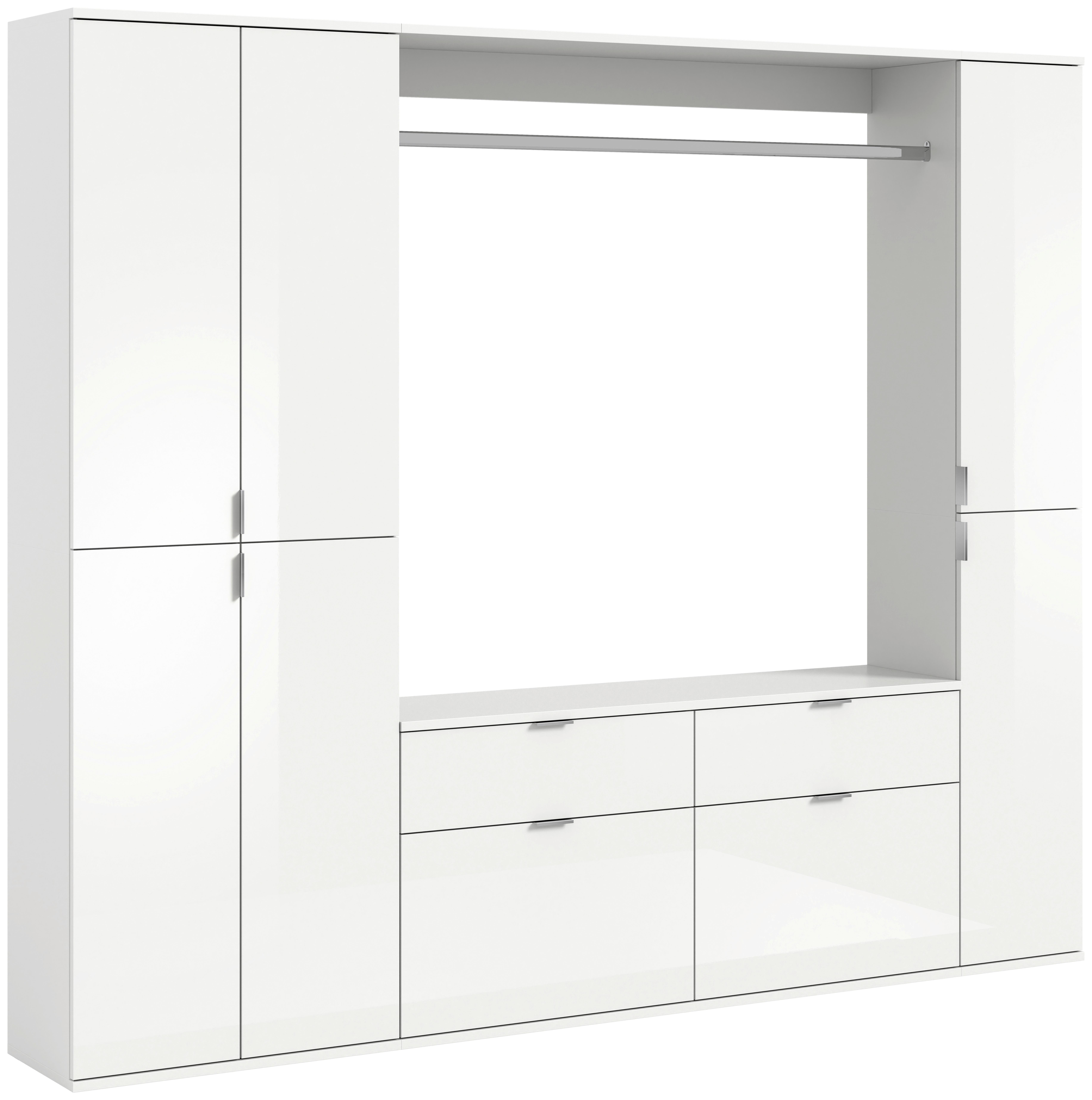 Garderobe Projekt X ca. 212x193 cm Weiß - Weiß Hochglanz, MODERN, Holzwerkstoff (212/193/34cm) - MID.YOU