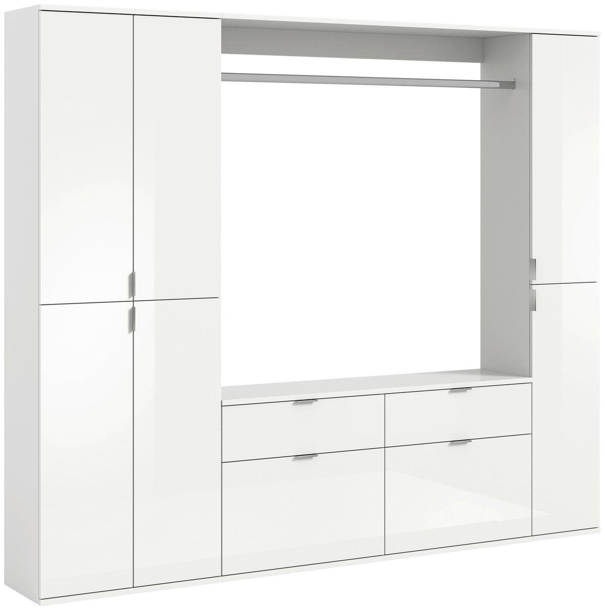 Garderobe Projekt X ca. 212x193 cm Weiß - Weiß Hochglanz, MODERN, Holzwerkstoff (212/193/34cm) - MID.YOU