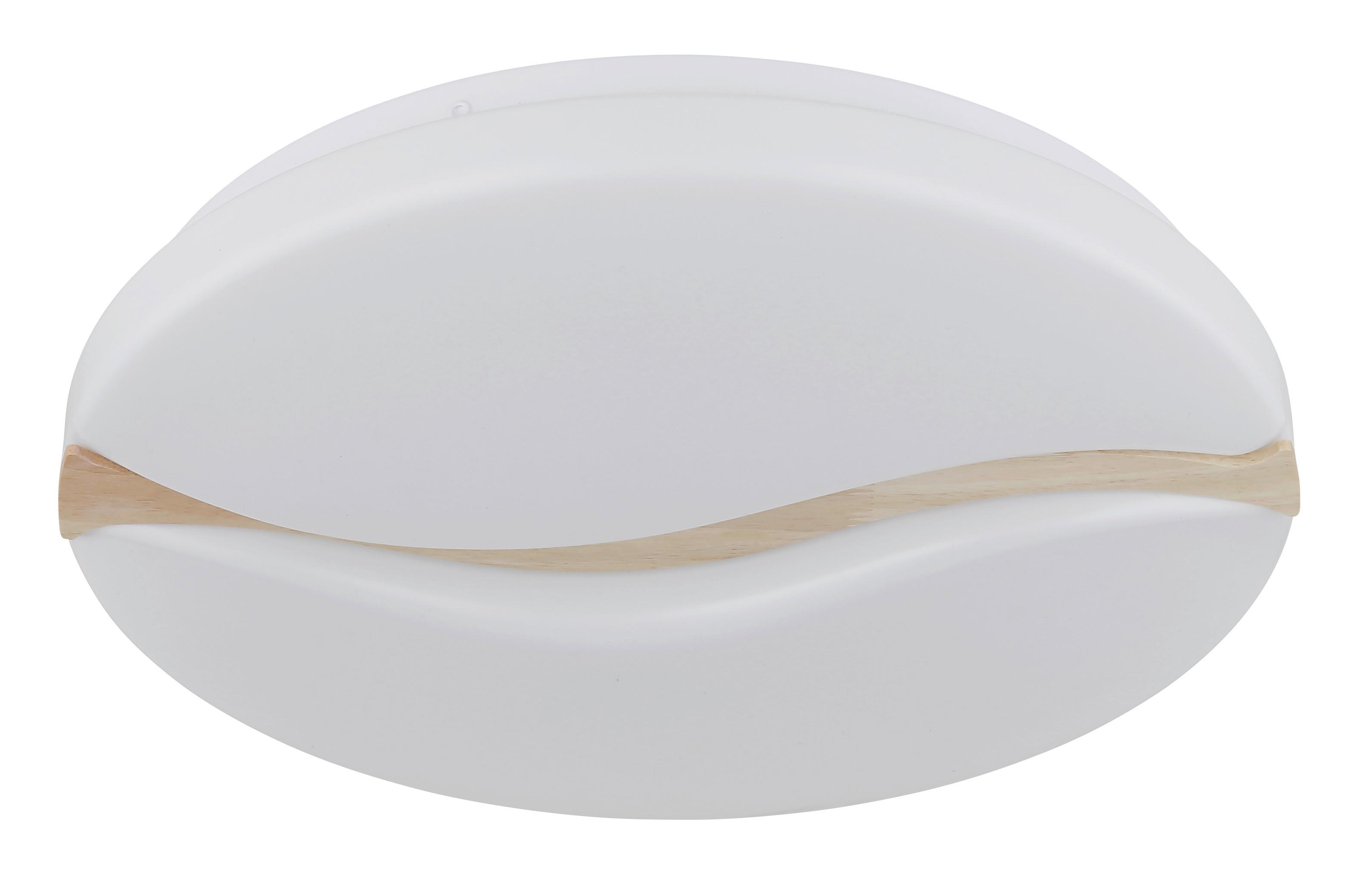 LED-DECKENLEUCHTE 41790-20 LETICIA - Weiss/Braun, Basics, Holz/Kunststoff (39/8cm) - Globo