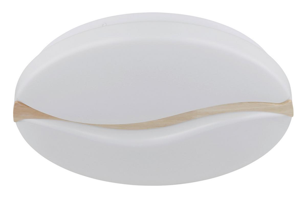 LED-DECKENLEUCHTE 41790-20 LETICIA - Weiss/Braun, Basics, Holz/Kunststoff (39/8cm) - Globo