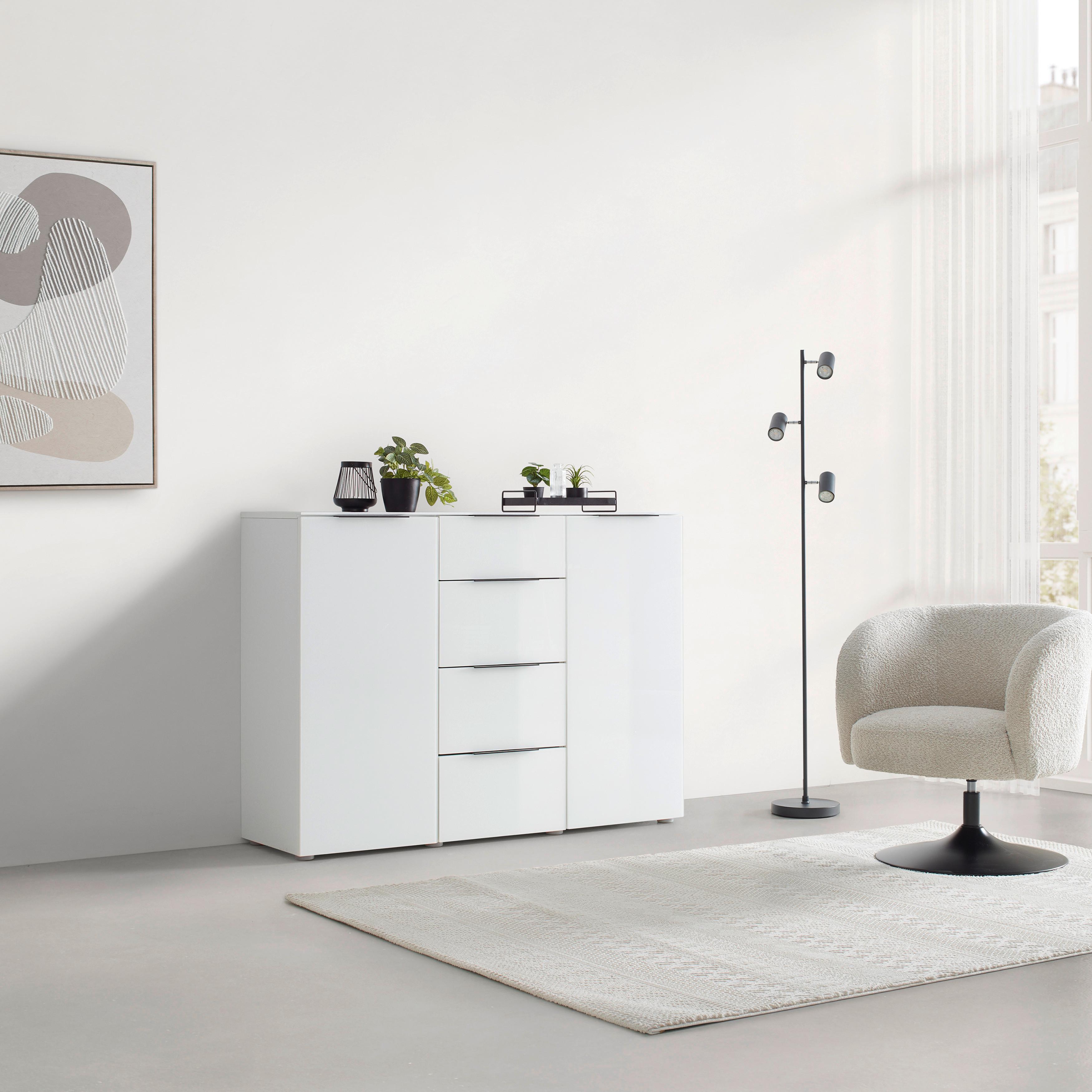 Sideboard Velaris Weiß - Schwarz/Weiß, MODERN, Metall (135,8/98/40,5cm) - Mömax