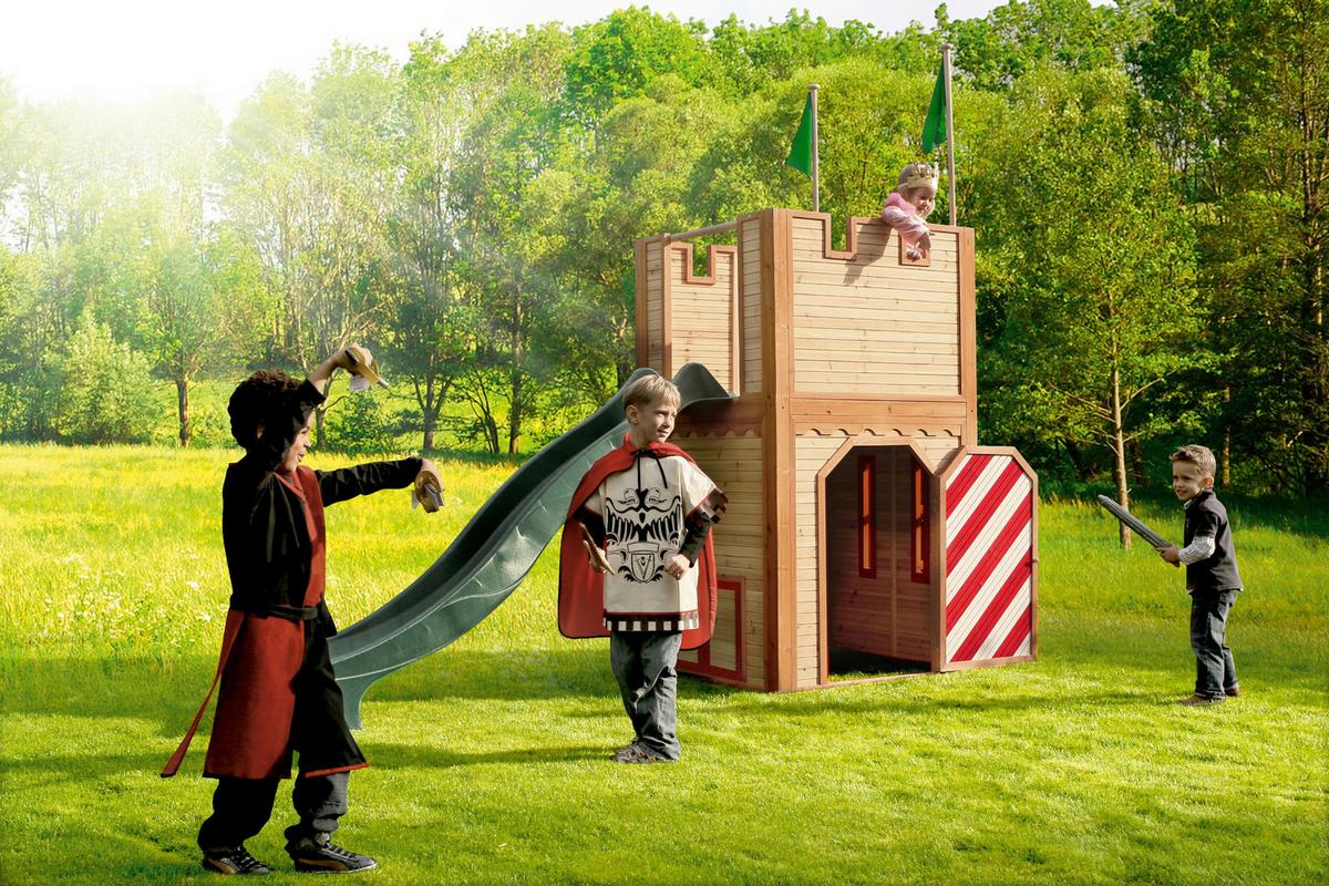 Spielturm Arthur aus Zedernholz - Braun/Grün, Basics, Holz (319/110/195cm) - Ambia Garden