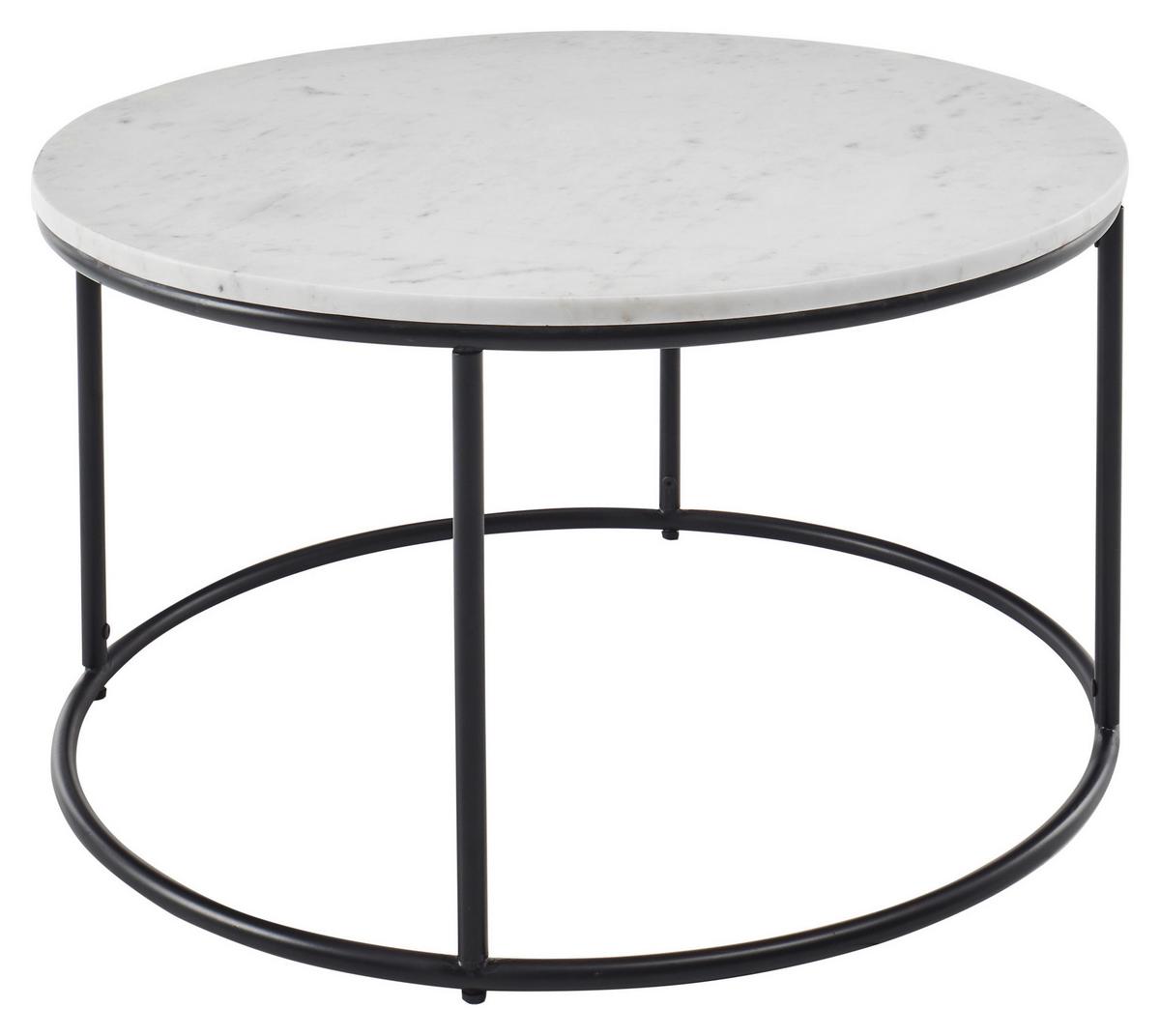 STOLIK KAWOWY BELFORT - czarny/biały, Design, kamień/metal (80/80/46cm) - Carryhome