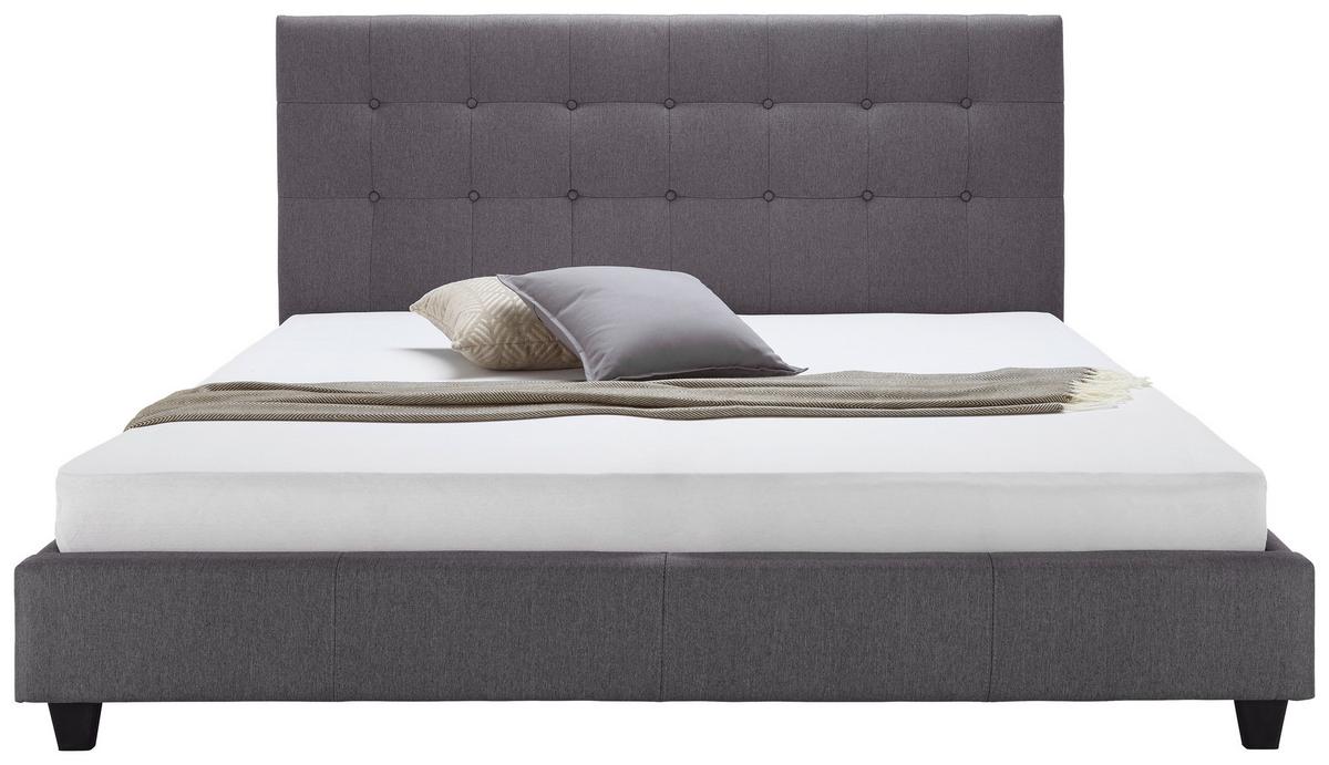 Pat tapițat Frederico 180X200 gri - gri deschis/negru, Modern, lemn/metal (180/200cm) - Bessagi Home