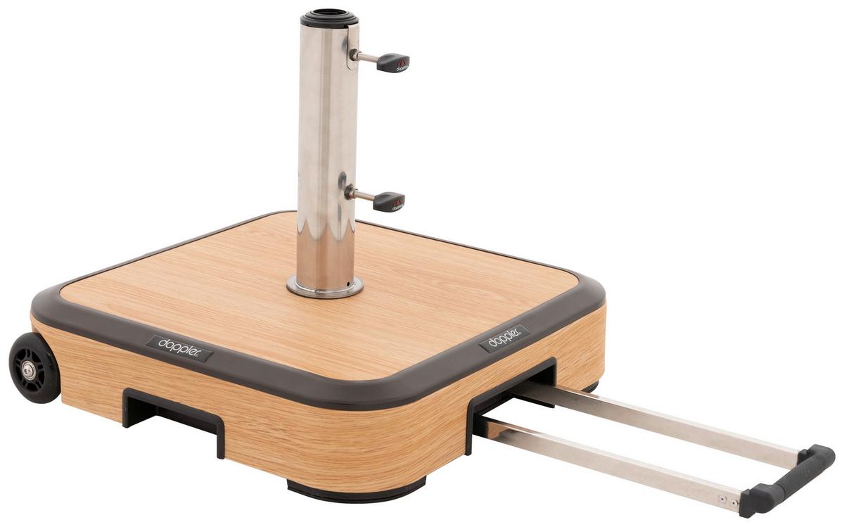 Sonnenschirmständer Alu Wood Trolley Sockel Eschefarben - Eschefarben, KONVENTIONELL, Stein/Metall (56/46/56cm) - KNIRPS