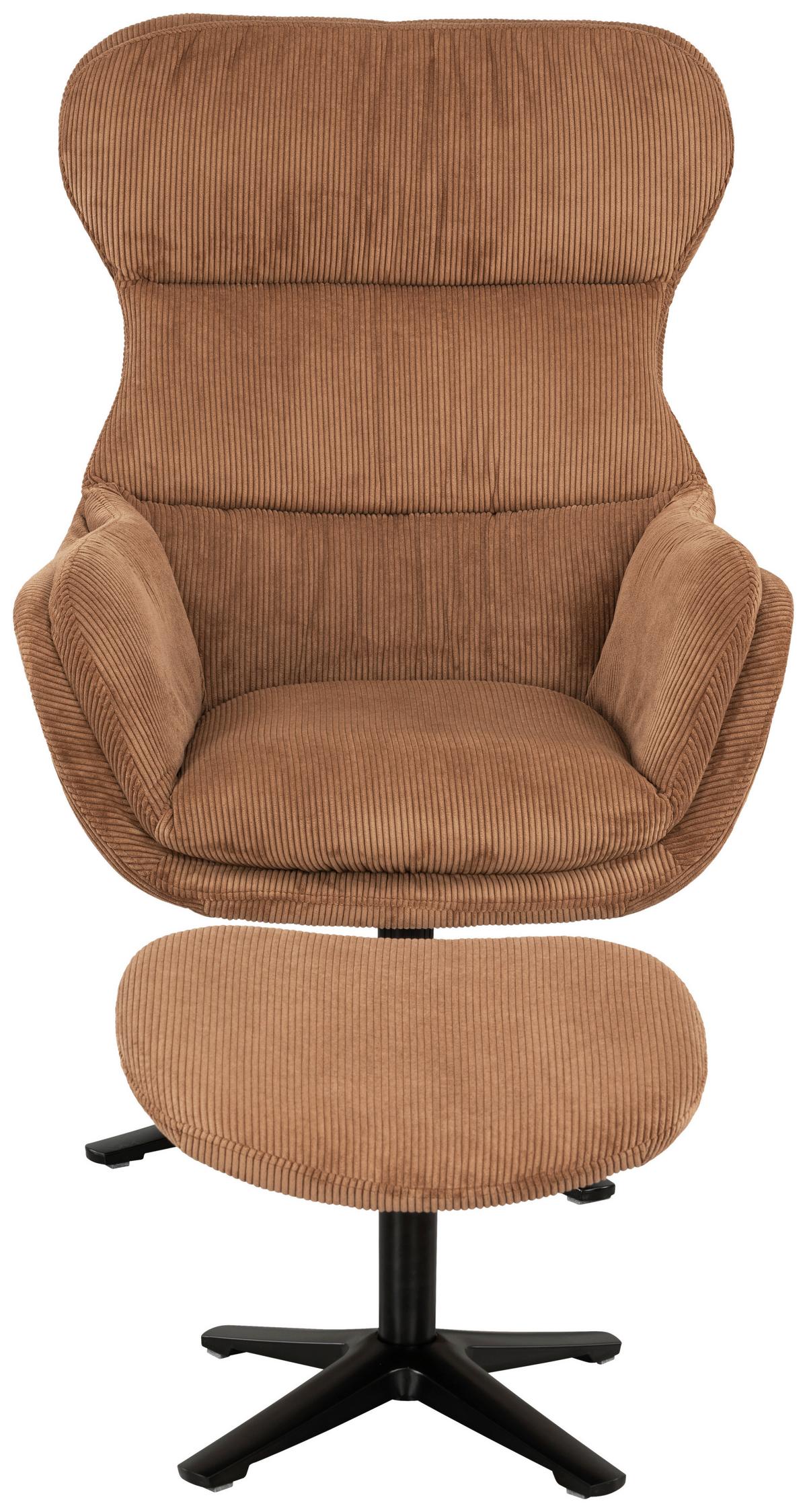 Set S Foteljem Tabbe, Oranžna, Žamet - črna/barve bakra, Moderno, kovina/tekstil (76/110/88,5cm) - Modern Living
