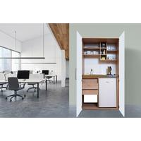 Schrankküche Weiß Kühlschrank + Kochfeld B: ca. 104 cm - Edelstahlfarben/Eichefarben, KONVENTIONELL, Holzwerkstoff/Metall (104/193/67cm) - Respekta